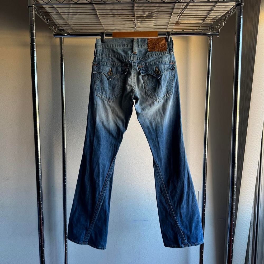 True Religion Joey Flare Jeans Mens 28 Light Wash Made in USA Y2K Vintage Denim
